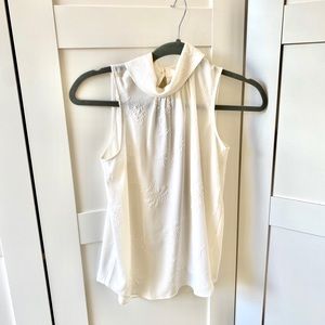Ann Taylor creamy mock neck sleeveless blouse
